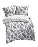 Lieferumfang: Federn Philou Bettwäsche / Bettbezug in der Größe 240x220 cm und zwei Kopfkissenbezüge in der Göße 80x80 cm Farbe: Grau