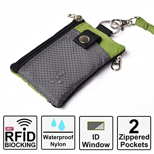 Image of CHENSPRX Minimalist RFID Blocking Small Wallet with ID Window,WaterResistant Zip Id Case Wallet with Lanyard Keychain for Cards,Cash,Travel,Women,Men