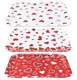 MUNILAIL 3 PCS Valentines Serving Trays 12.8 x 10 Inch Melamine Valentine Day Platters Reusable Valentines Party Trays for Snacks Cookies Dessert Food Serving Dish Plates