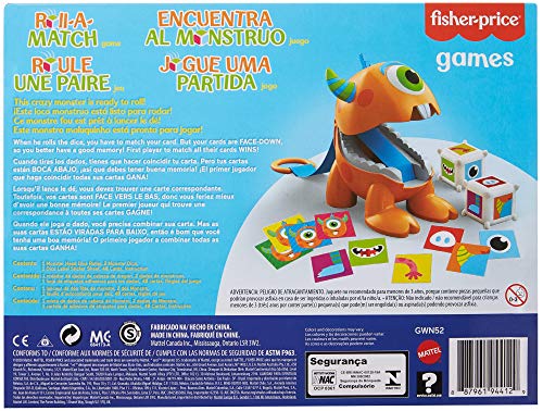 Mattel Games Fisher-Price Dé-li Mélo, Jeu de mémoire et d'association de Cartes sur Le thème des Monstres, 2 à 4 Joueurs, pour Enfants à partir de 3 Ans, GWN52