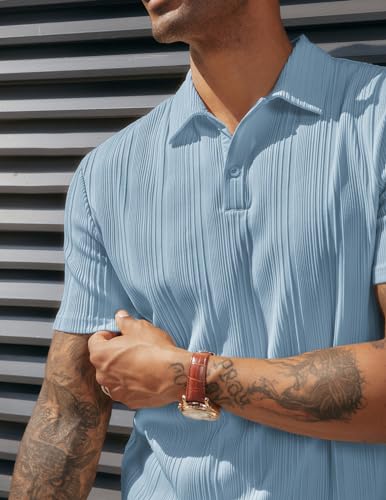 Image of PJ PAUL JONES Mens Polo Shirts Short Sleeve Textured Knit Polos