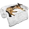 Calming Dog Bed Fluffy Plush Dog Mat for Furniture Protector with Removable Washable Cover for Large Medium Small Dogs and Cats (Large, Light Grey)