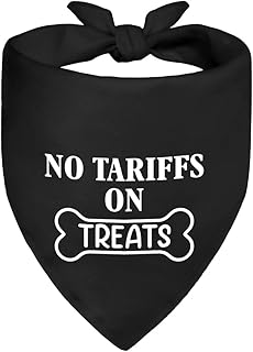 No Tariffs On Treats Black Dog Bandana, Funny Political Gifts for Puppy Lover Protest Supporter, White Elephant Gifts for Coworker Leader Friend, Christmas Birthday Present for Dog Mom Dad