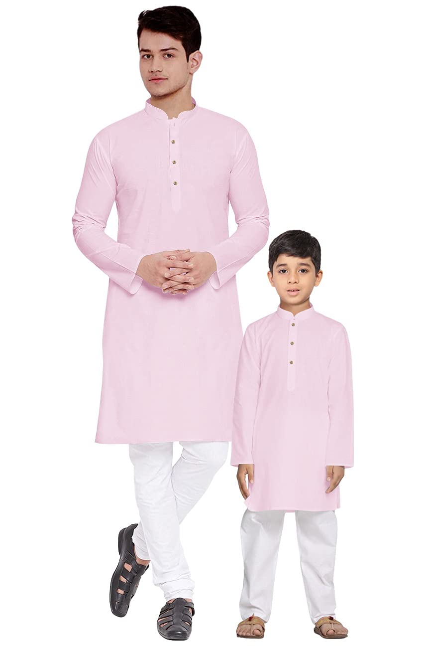 os jeans OS Men's & Boy's Cotton Silk Regular Kurta Pyjama Set-picture-12