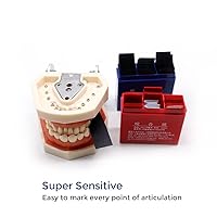 Vista 6 de Papel articulado dental 300 tiras en dispensador de plástico Película de 100 micrones de doble cara 2.165 x 0.709 x 0.004 in para ajustes oclusales