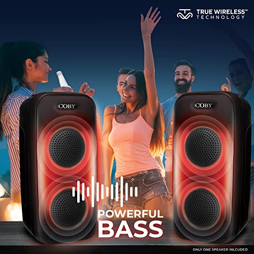 COBY Bluetooth Party Speaker | Rechargeable Boombox Karaoke Machine Bluetooth Speaker | True Wireless Portable Speakers Bluetooth Wireless | 7 HRS of Playtime Bluetooth Speakers w. USB & TF Card Input