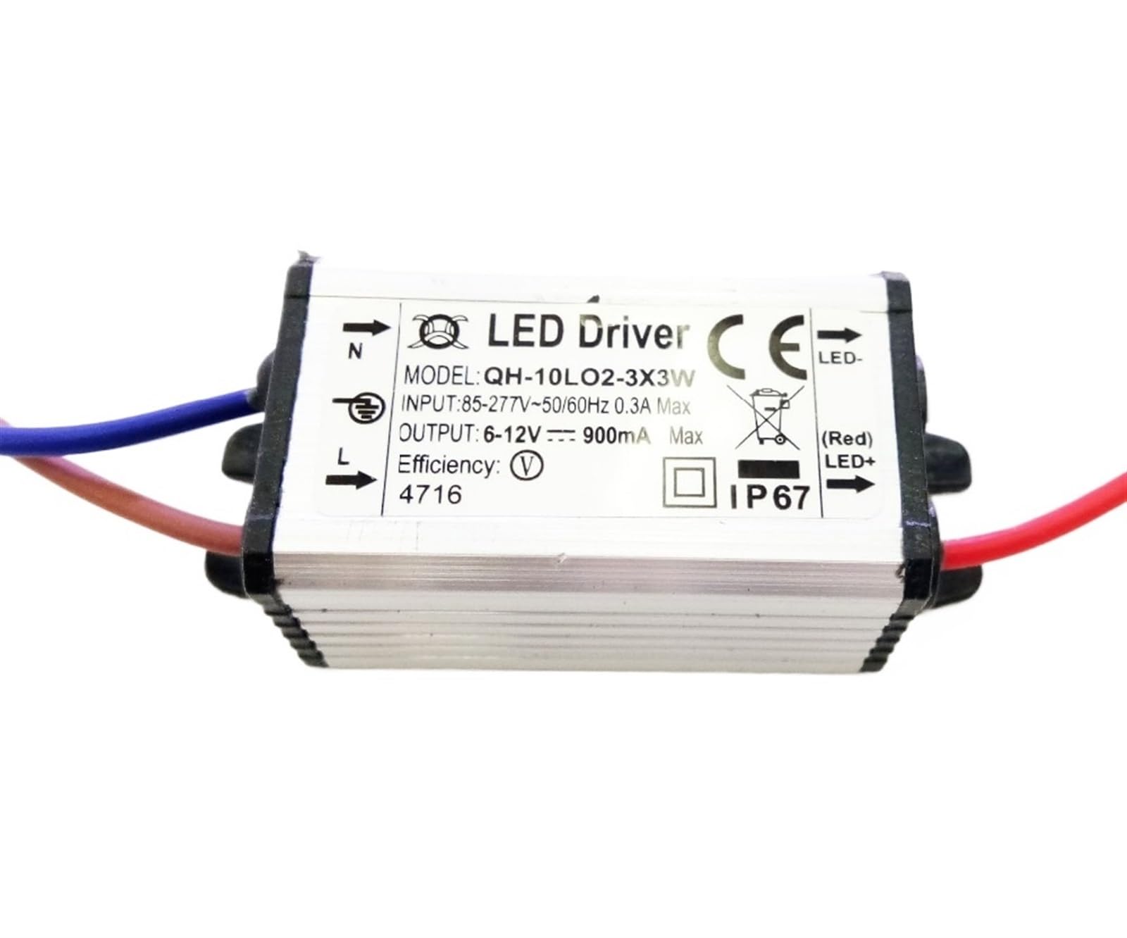 Adaptador de fuente de alimentación del transformador del controlador Led AC110-260V 10W 20W 30W 50W reflector LED IP67 electrónico impermeable for exteriores(6 to 12x 3w 900mA)