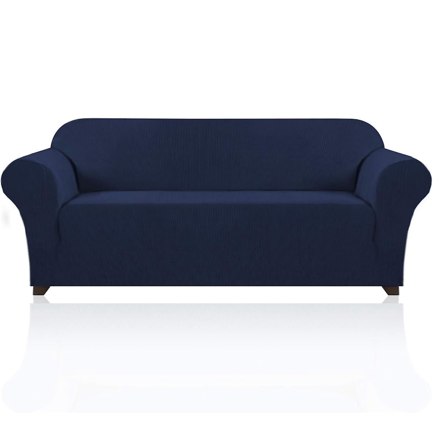 PrinceDeco Stretch Sofa Cover Slipcover Couch Covers for 3 Cushion Couch Furniture Protector Sofa Covers with Non Slip Elastic Bottom Dogs Pet Friendly Fitted (Sofa, Navy)