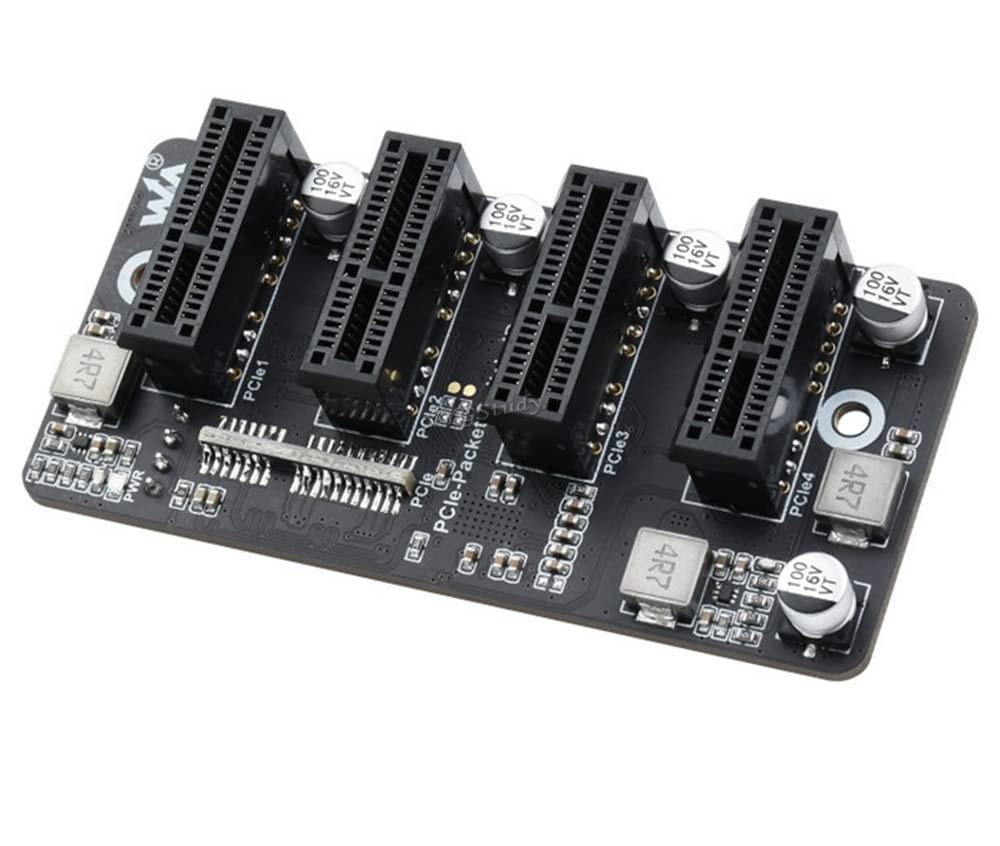 Extended 4-Ch PCIe Gen 2 ×1 Expander Working with Official CM4 IO Board, Stable Performance Driver-Free Plug and Play @XYGStudy (PCIe-Packet-Switch-4P)