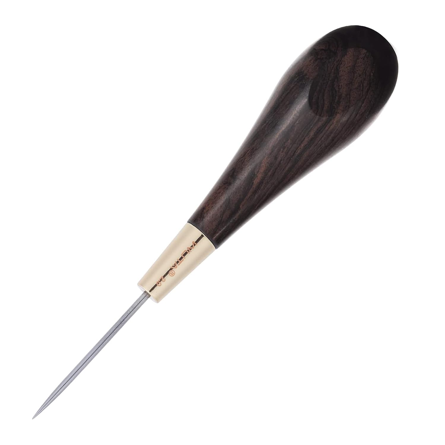 WUTA Leather Stitching Awl, Wood Handle Circle Shape Blackwood & Brass Craft Tool, Handmade Sewing Tools DIY Leather Crafts with Storage Box（2.0 mm）