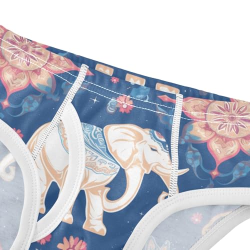 KLL Colorful Elephants Decorated Mandala Toddler Boys Comfort Boxer Briefs Breathable Children Panties4