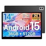 DEEMWOLF 14 inch Tablet Android 15,large screen tablets Octa-Core,36GB RAM+512GB ROM (TF 2TB),11580mAh,20W,13+8MP, Face ID,TÜV, GMS, BT5.0, GPS, Tablet With Pen - (Black)