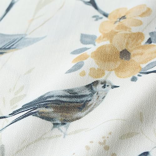 Leeva Valances For Windows Laundry Room, Birds Pattern Elegant Tie-Up Swag Small Curtains Shade For Kitchen Valance, One Panel, 52X18 Inch, Grey #TOP6