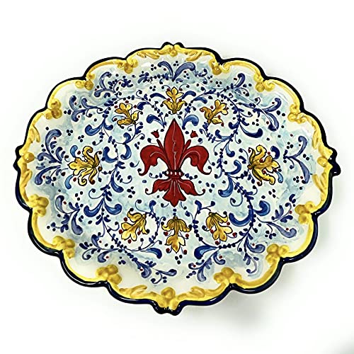 CERAMICHE D'ARTE PARRINI - Italian Ceramic Art Pottery Hand Painted Serving Tray Lily Made in ITALY Tuscan
