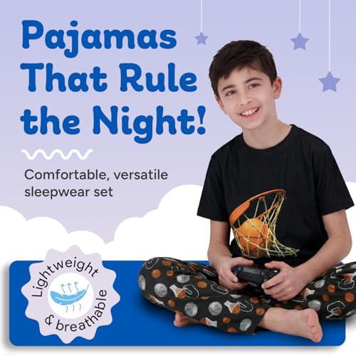 Image of US Angels Boys Pajamas Set | 3-Piece Pant, Shirt, Shorts Sleepwear Pjs for Kids | Loose Fit, Soft, Breathable Blue Plaid