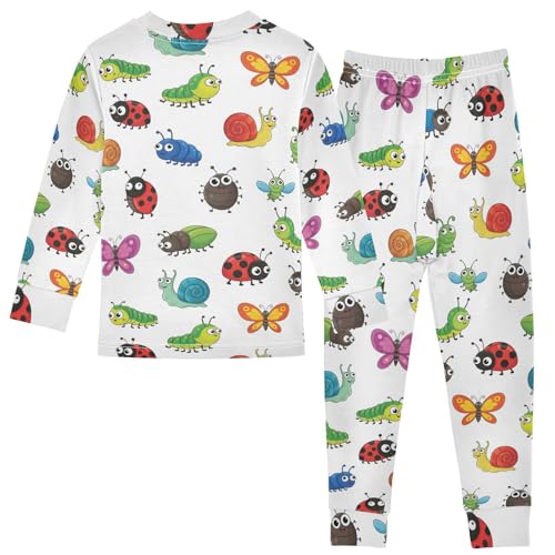 Pajama Sets Long Sleeve Cute Insect Pattern Prints Soft Comfy Sleepwear 2 Piece PJS 3-8T3