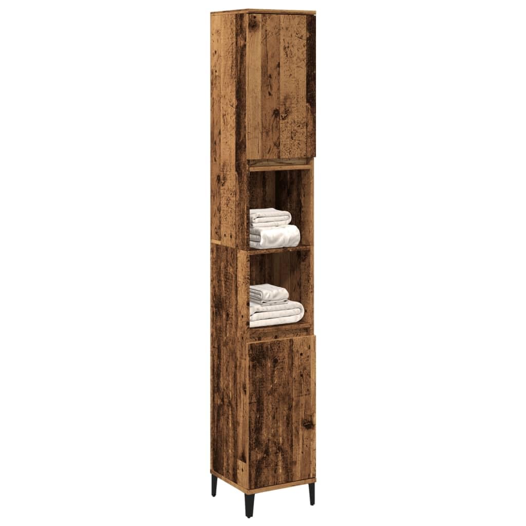 Armario de baño de madera vieja 30x30x190cm madera ingeniería L105