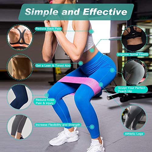 Image of Hykes Anti Slip Fabric Resistance Loop Bands for Legs Butt Squats Thighs Hips Glutes Booty Workout Yoga Pilates Exercise Fitness Band at Home Gym