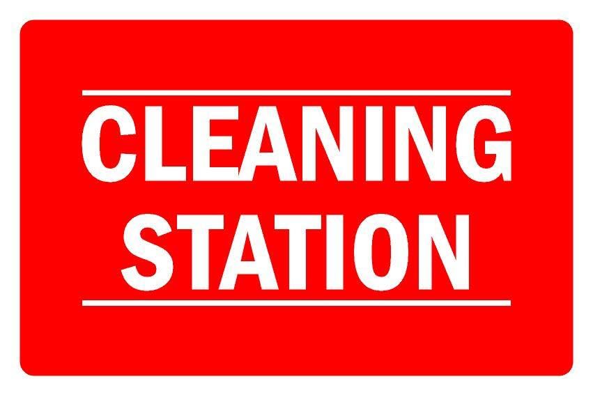 Cleaning station safety sign - 1mm flexible Plastic sign (300mm x 200mm ...