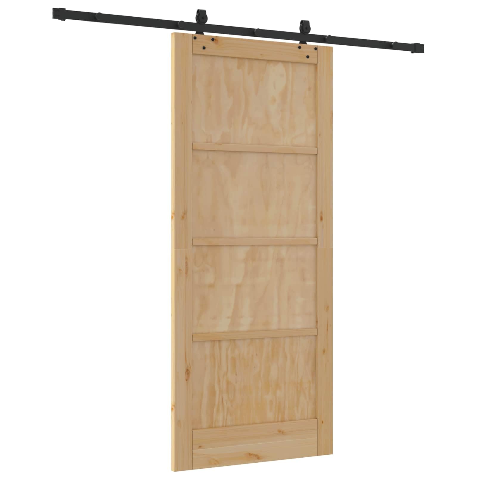 Puerta Corredera Natural y negro 86 x 198,5 cm Fácil Montaje Puerta Corredera con Herrajes para Baño Salón Sala de Estar Cocina