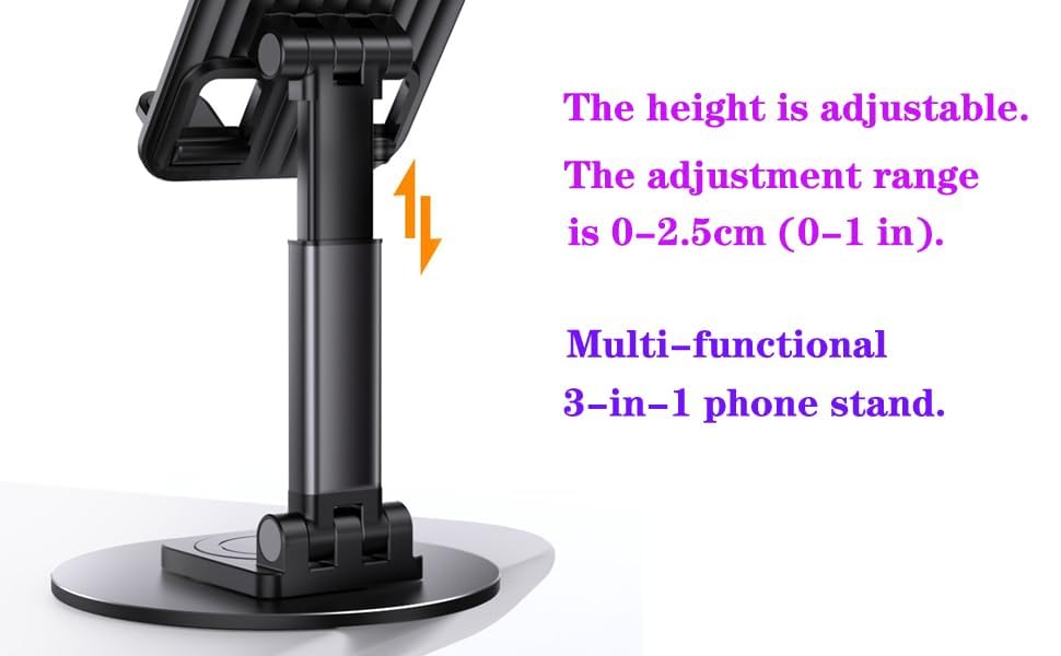 Image of WALLVIEW TECH Mobile Phone Stand 360 Rotation Height and Angle Adjustable Cell Phone Stand for Desk Office Foldable Desktop Phone Holder for Smartphone 4-10'' Tablet Holder(White) (White)