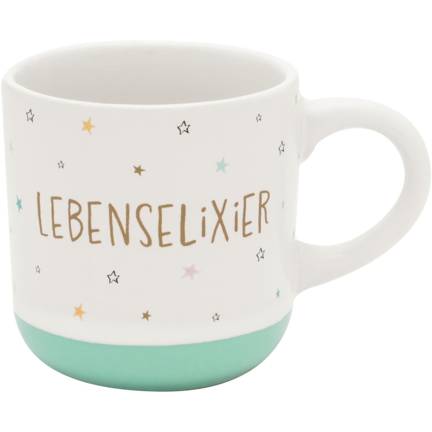 GRUSS & CO Espressotasse Motiv "Lebenselixier" | Mini-Tasse aus Steinzeug, 10 cl, Tässchen mit Geschenk-Banderole | Geschenk Freunde, Geburtstag | 74654