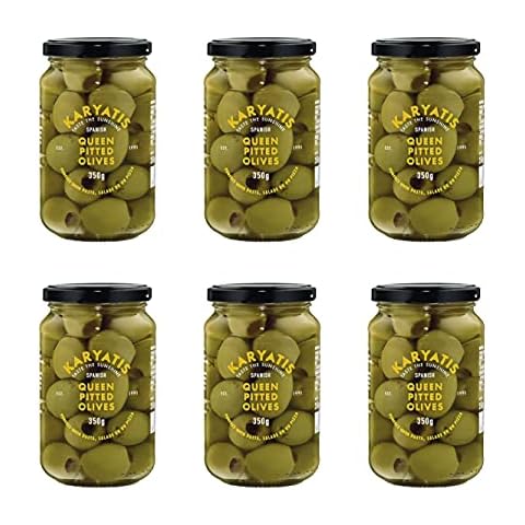 Karyatis Spanish Green Queen Olives in Brine (Pack of 6 x 350g Jars) Cover