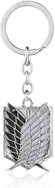 Fashion SHOP Keychain Anime Attack On Titan Silver Color Drip Keychains Giant Legion Flag Cosplay Jewelry Key Ring Car Key Holder For Anime Fans Decorations (Color : Black)