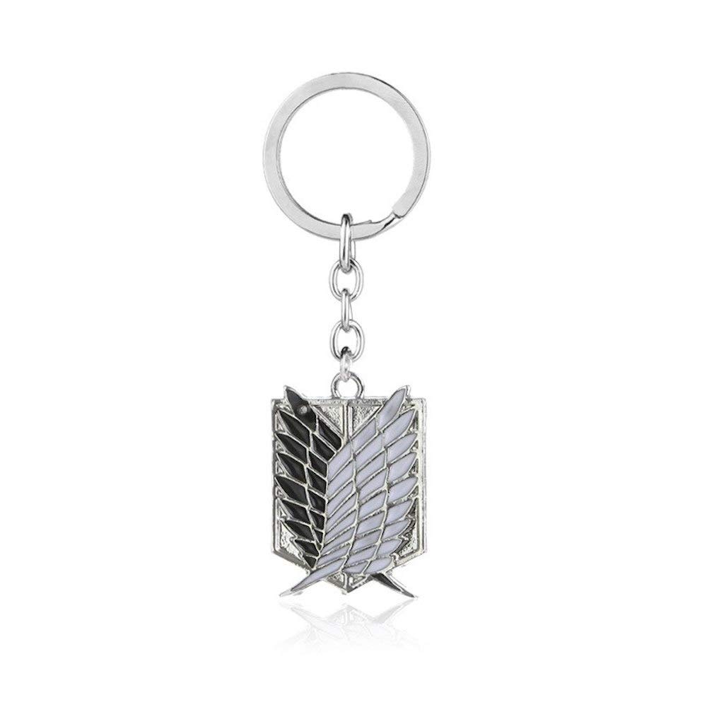 Lenvhfkj Silver Anime Keychain Wings Of Freedom Metal Keyring