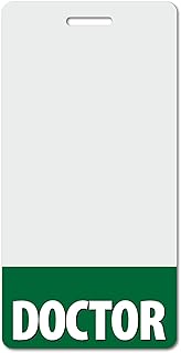 Doctor Heavy Duty Vertical Dark Green (1 Pack) - Spill & Tear Proof Cards - 2 Sided USA Printed Quick Role Identifier ID Tag Backer by BadgeZoo