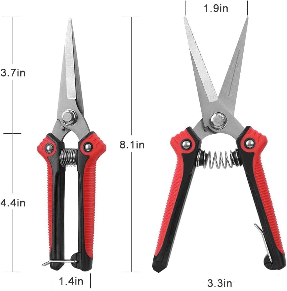 Jasni Pruning Shears, Heavy Duty Stainless Steel Ultra Sharp Multi-Purpose Gardening Hand Pruner Pruning Scissors for Garden Harvesting Fruits Vegetables, Trimming Plants Flowers, Black & Red