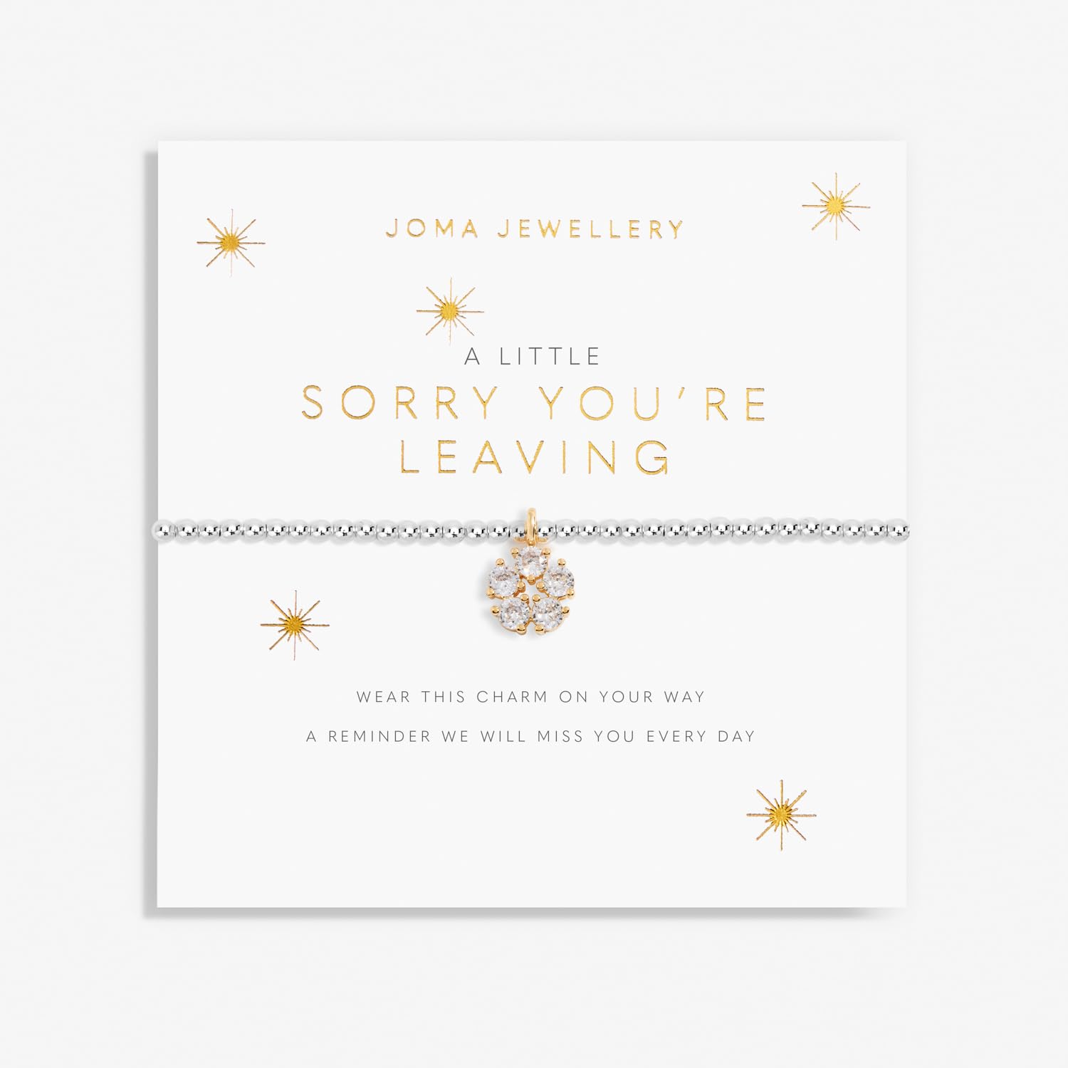 Joma Jewellery A Little SORRY YOU'RE LEAVING Bracelet | 17.5cm Stretch Adjustable Wrist Stacking Bracelet