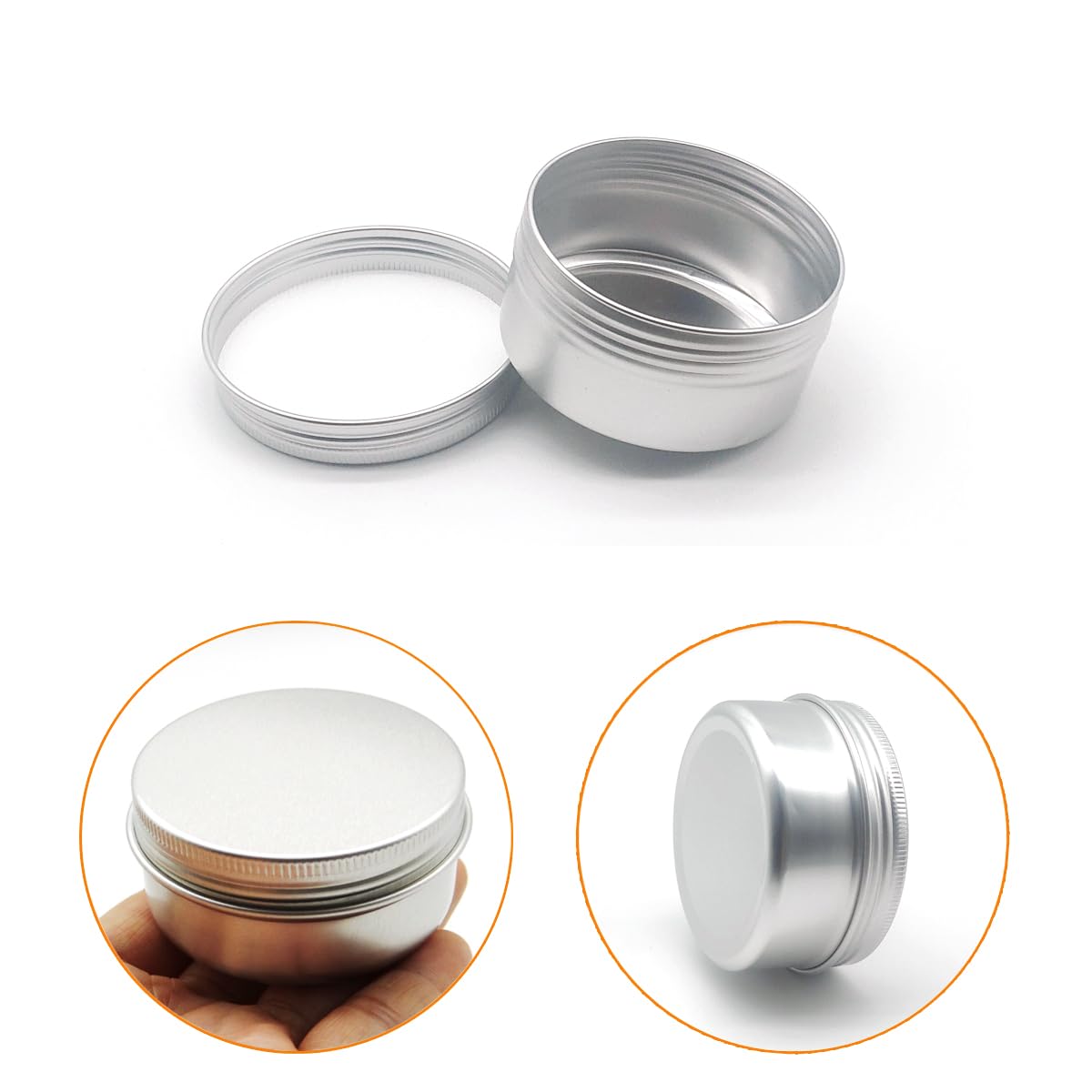 Okrągłe puszki na balsam do ust, 80 ml, 80 gramów, aluminiowy pojemnik na próbki kosmetyczne z zakręcaną pokrywką, 80 g, srebrne, metalowe, puste słoiki do przechowywania, na maści, balsamy