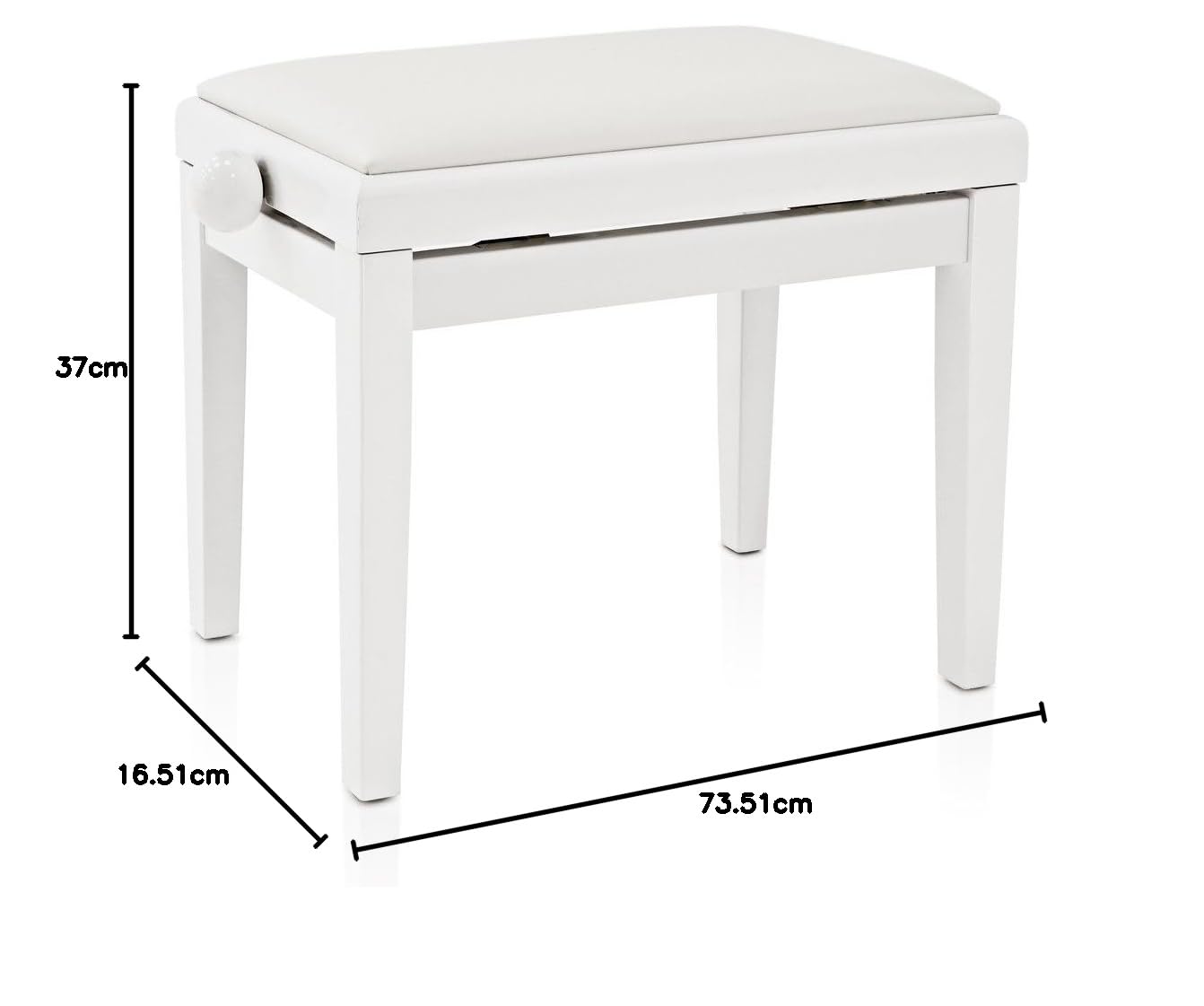 Banqueta de Piano Ajustable de Gear4music Blanco | Ajustable a su altura de jeu ideal, construcción en haya con acabado efecto blanco, tapa de polipiel para el confort