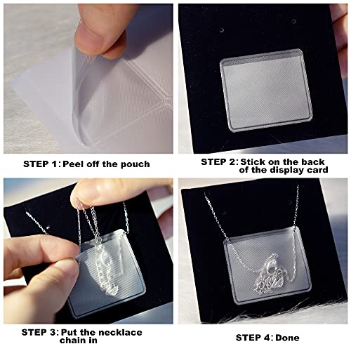 Temlum Necklace Chain Adhesive Pouch For Necklace Display Cards, Self-Adhesive Necklace Chain Pockets Clear Jewelry Bags Necklace Chain Pouch To Hold Loose Chain Jewelry Supplies (100 Pcs) #TOP4