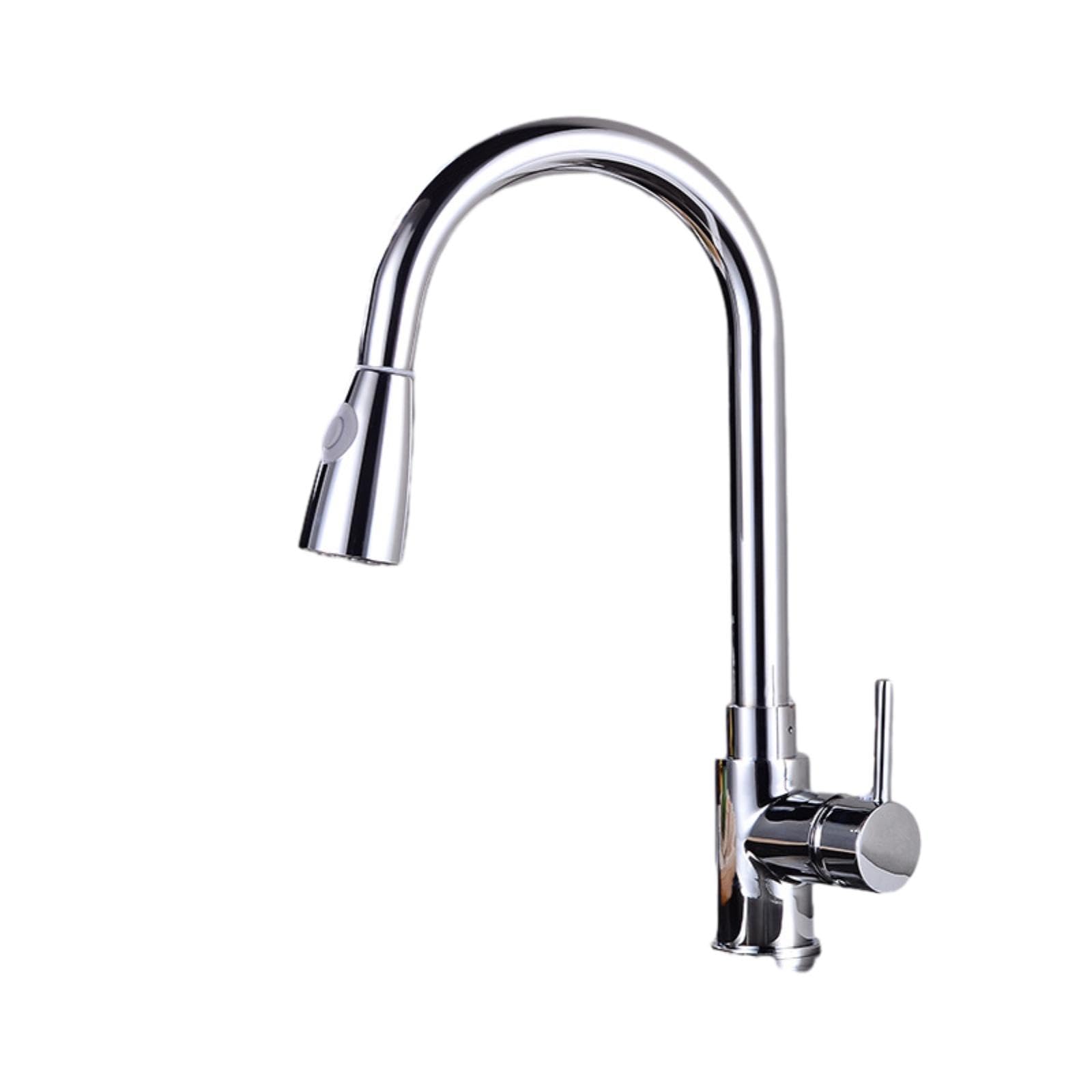Aycdl Silver Kitchen Mixer Tap Copper Hot And Cold Water Faucet Flat Three-Way Vegetable Basin Bowl Sink Pull-Out Rotating Gold,-A