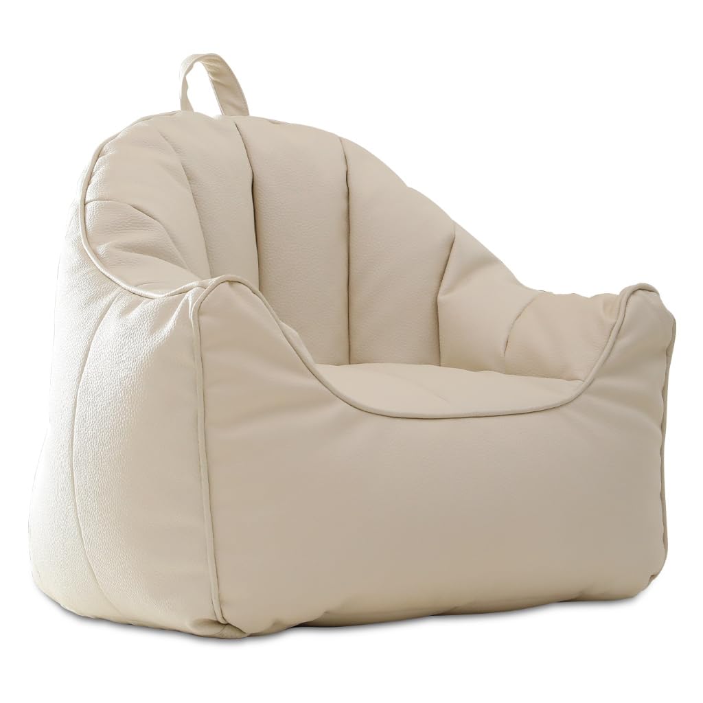 ISAENNE Kids Bean Bag Chair Cover (No Filler),White Zipper Bean Bags Chair Cover,Memory Foam Fillable Beanbag Chair Cover,Suitable for Children,19.7"