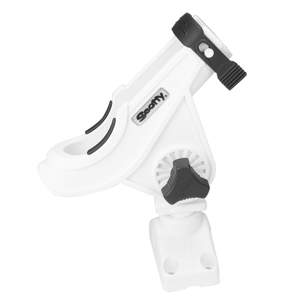 Scotty 0280-WH Baitcaster/spinning Rod Holder [with Number 241 Side Deck Mount, White]