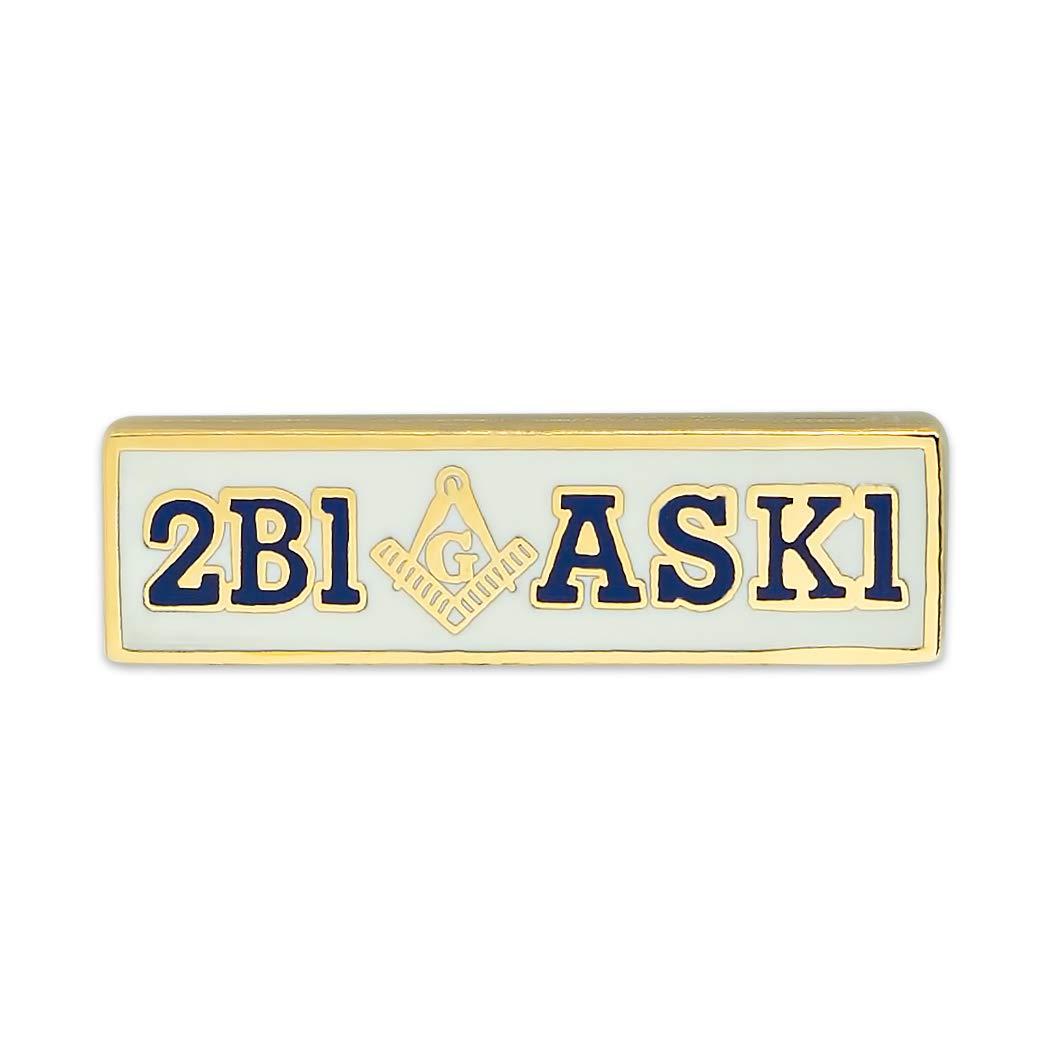 2B1ASK1 White Masonic Lapel Pin - 1 Inch Wide, Butterfly Clutch Backing - View #8
