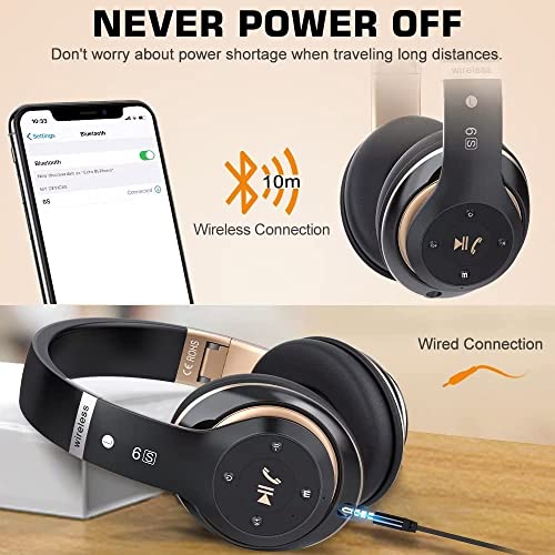 Prtukyt-6S-Wireless-Bluetooth-Headphones-Over-Ear-Hi-Fi-Stereo-Foldable-Wireless-Stereo-Headsets-Earbuds-with-Built-in-Mic-Volume-Control-FM-for-PhonePC-Black-Gold