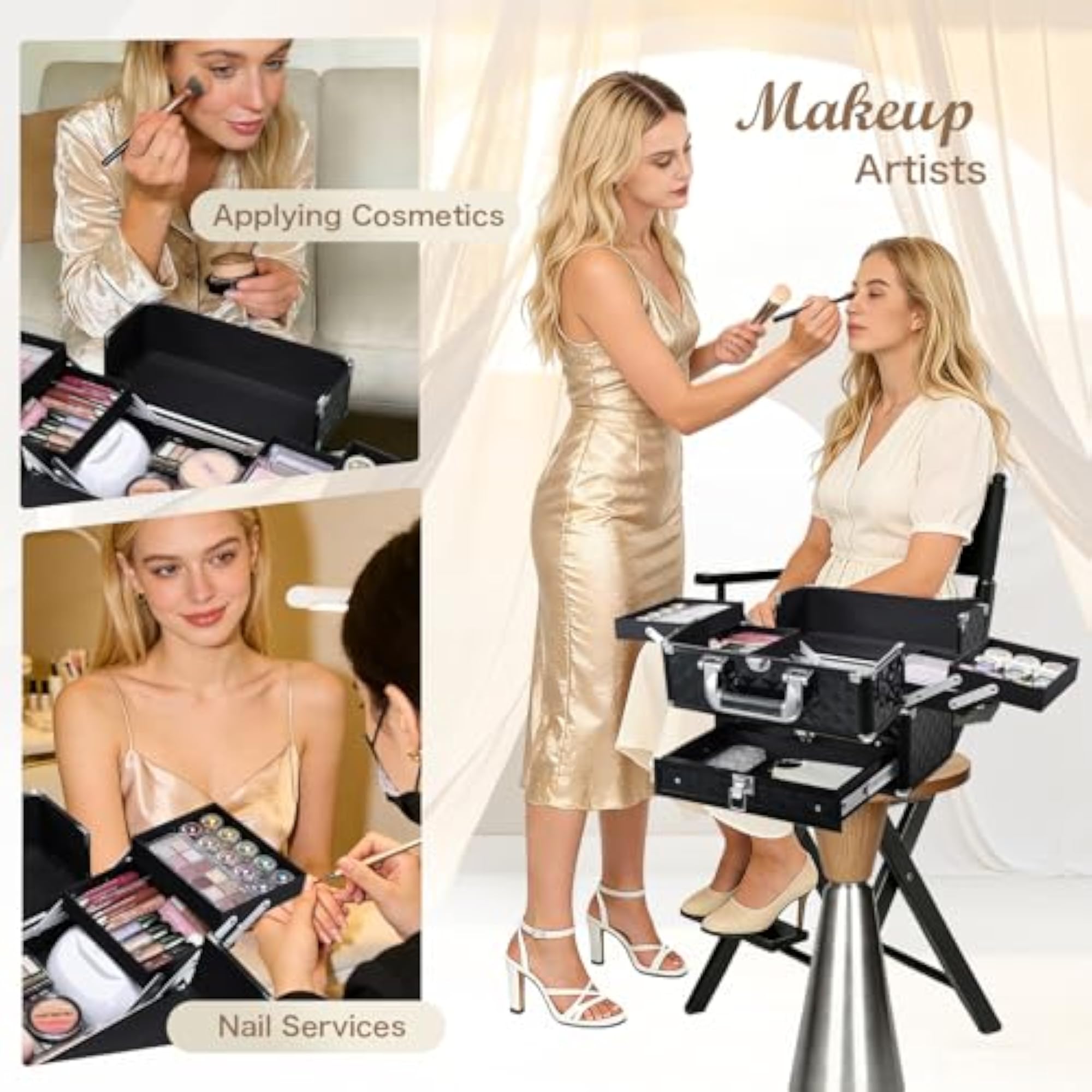 Portable Makeup Train Cases Professional Travel Cosmetic Organizer Box