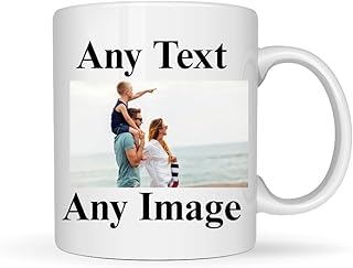 Custom Photo & Text Mug – Personalized Coffee Mug 11oz Ceramic Cup, Add Your Picture or Logo, Customised Gift for Men, Women, Mom, Dad, Friends, Birthday, Christmas, Anniversary