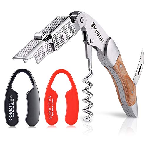 GoBetter Professional Corkscrew Wine Opener+2 Wine Foil Cutters (Black & Red), Beer