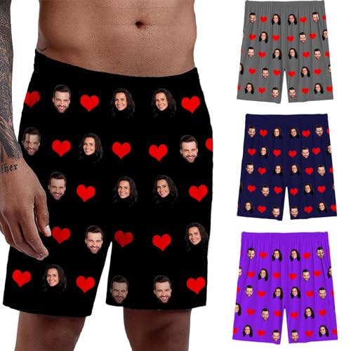 Custom Short Pajama Pants Personalized with Photo Face for Men,Customized Men Sleepwear Bottoms Shorts Pj Trousers