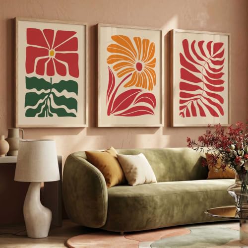 Image of kotart Home Decor Boho Painting Decorative Wall Art poster With Frame For Living Room Bed Room Hotel Wall Decor Digital Reprint Set of 3 (20x30 Inch)