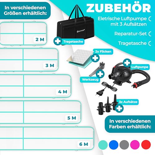 KESSER® Turnmatte Aufblasbar Airtrack 300x100x10 (Türkis) - 7