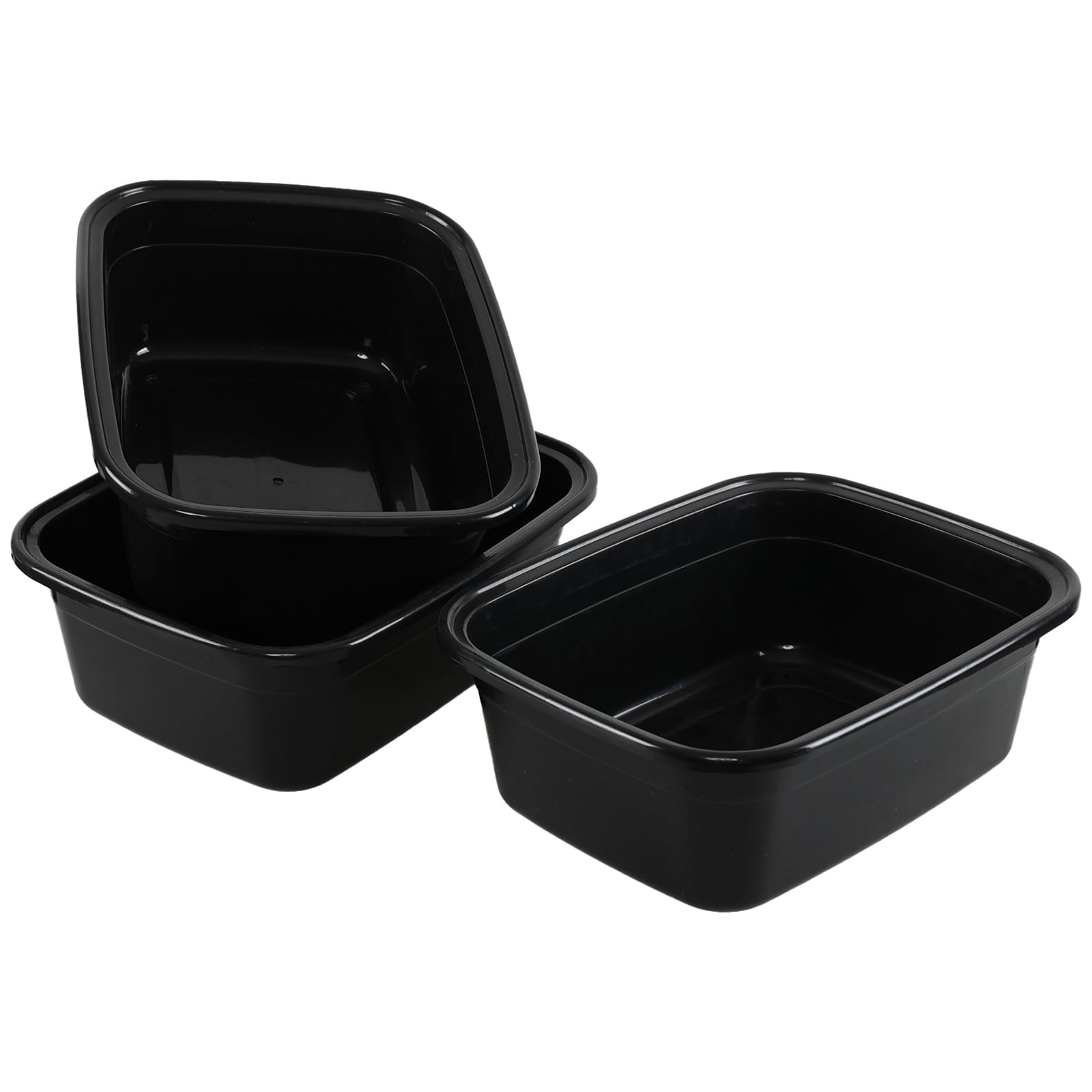 Paquete de 3 cuencos rectangulares de plástico de 15 L para fregadero de cocina, color negro