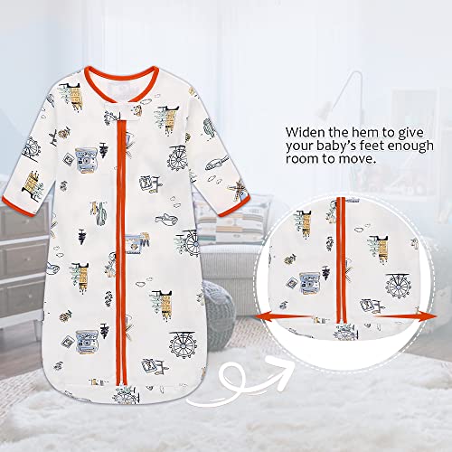 Miracle Baby Sleep Bag Long Sleeve Sleeping Bag Super Soft Temp Regulating Sleeping Sack 100% Cotton Premium Quilted Baby Wearable Blanket 6-18 Months (Orange Castle) #TOP3