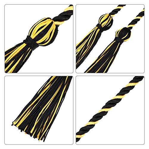 Image of TecUnite Graduation Cords Honor 2026 Polyester Yarn Decorative Garland Twist Ties with Tassels for Bachelor Gown Graduation(Black with Gold)