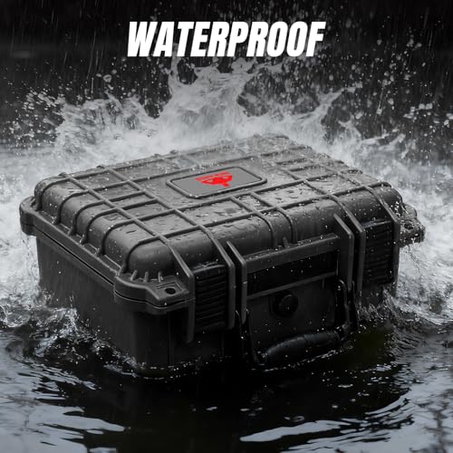 Image of Jack Boss 13.6X11.4X6 Inch Hard Case, Portable Weather Waterproof Protective Camera Case with Customizable Foam, Foam Case Fit Use of Drones, Camera, Equipments, Black,upgraded